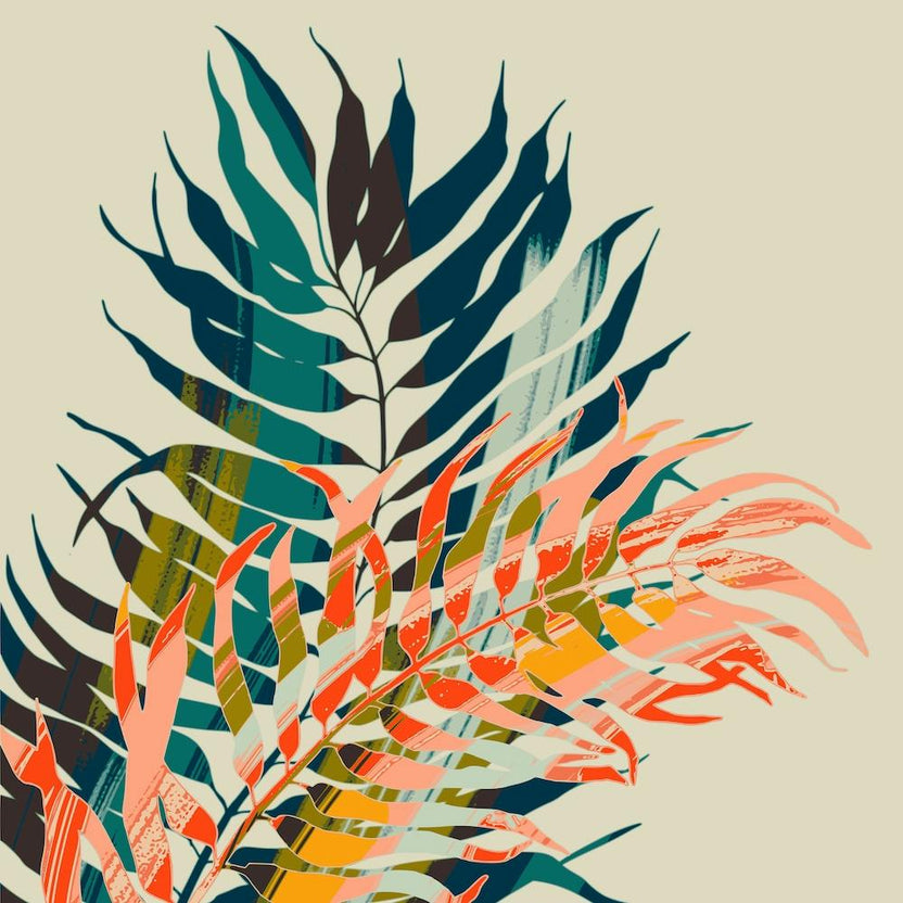 Colorful Palm Leaves Square