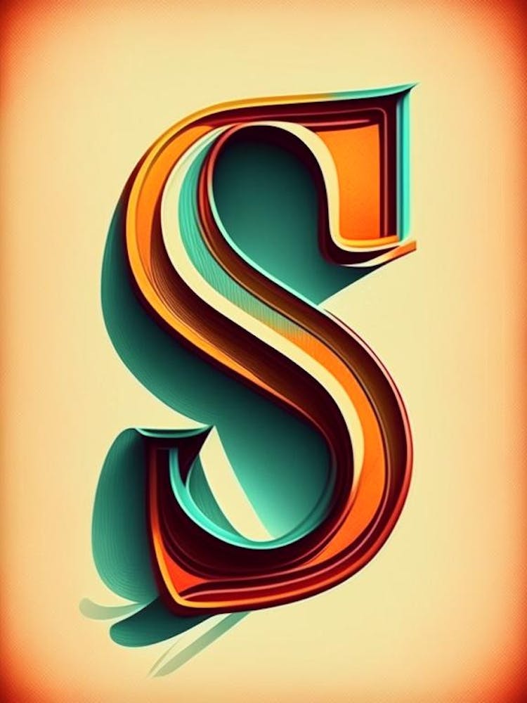 S, Letter, Alphabet Retro Drawing 4