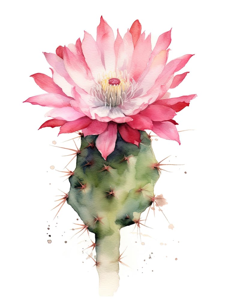 Gymnocalycium Cactus Watercolour Drawing 2