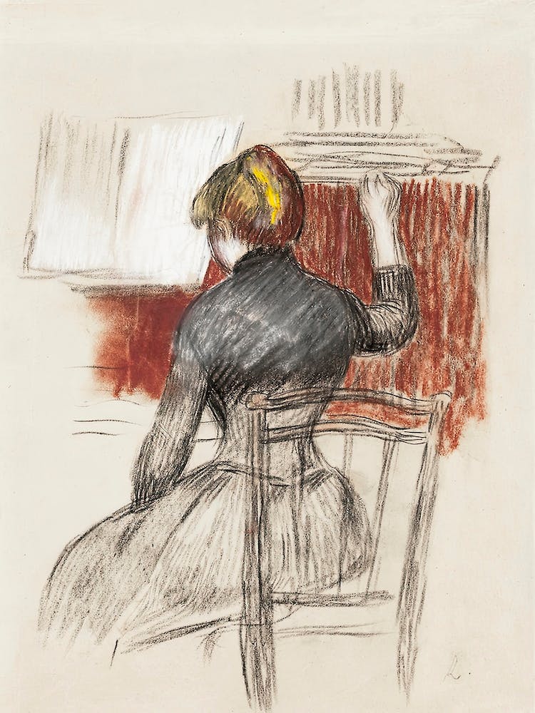 Woman At A Piano By, Pierre Auguste Renoir