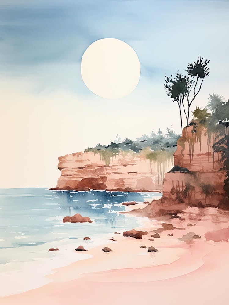 Watercolour Of Praia Da Marinha   Algarve Portugal 2