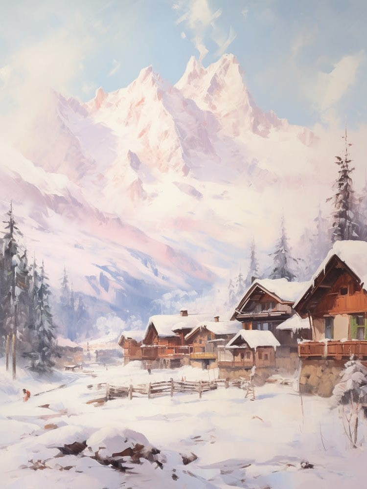 Dreamy Winter Painting Chamonix France