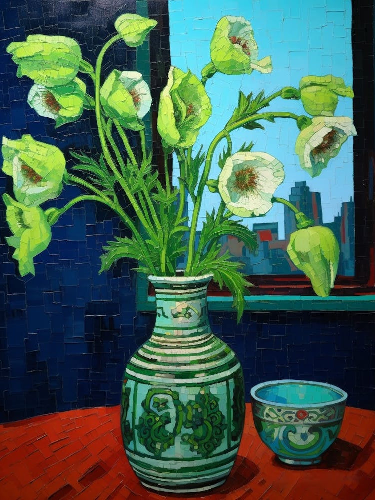 Flowers In A Vase Still Life Painting Aconitum 2