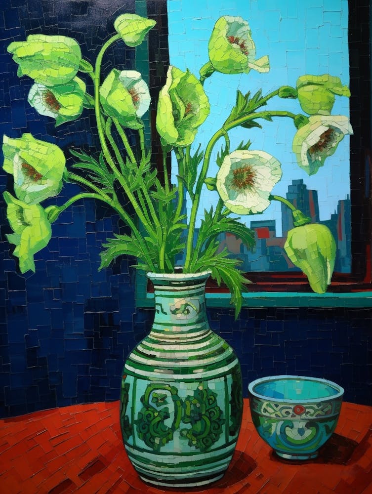 Flowers In A Vase Still Life Painting Aconitum 2