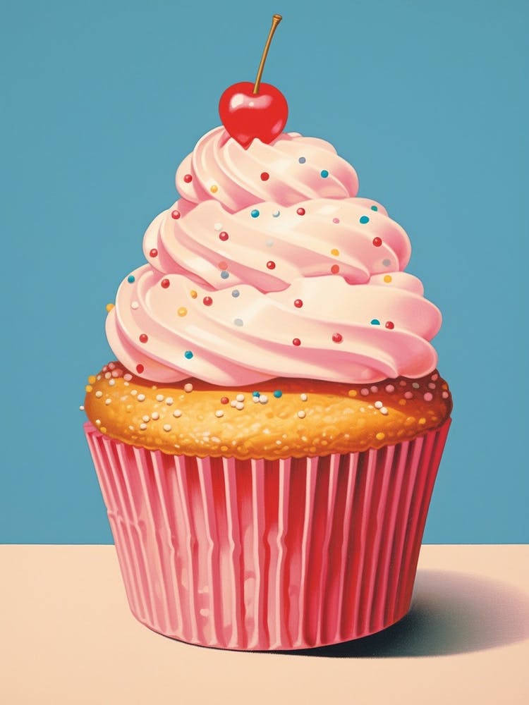 Cupcake With Sprinkles Vintage Cookbook Style 3