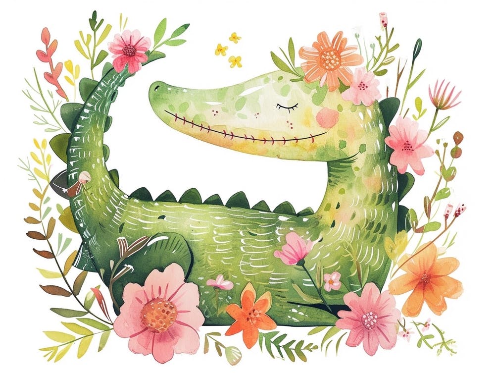 Little Floral Crocodile 2