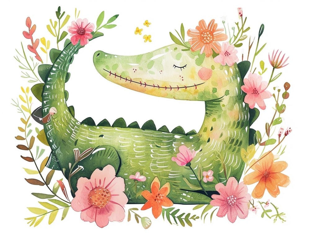 Little Floral Crocodile 2