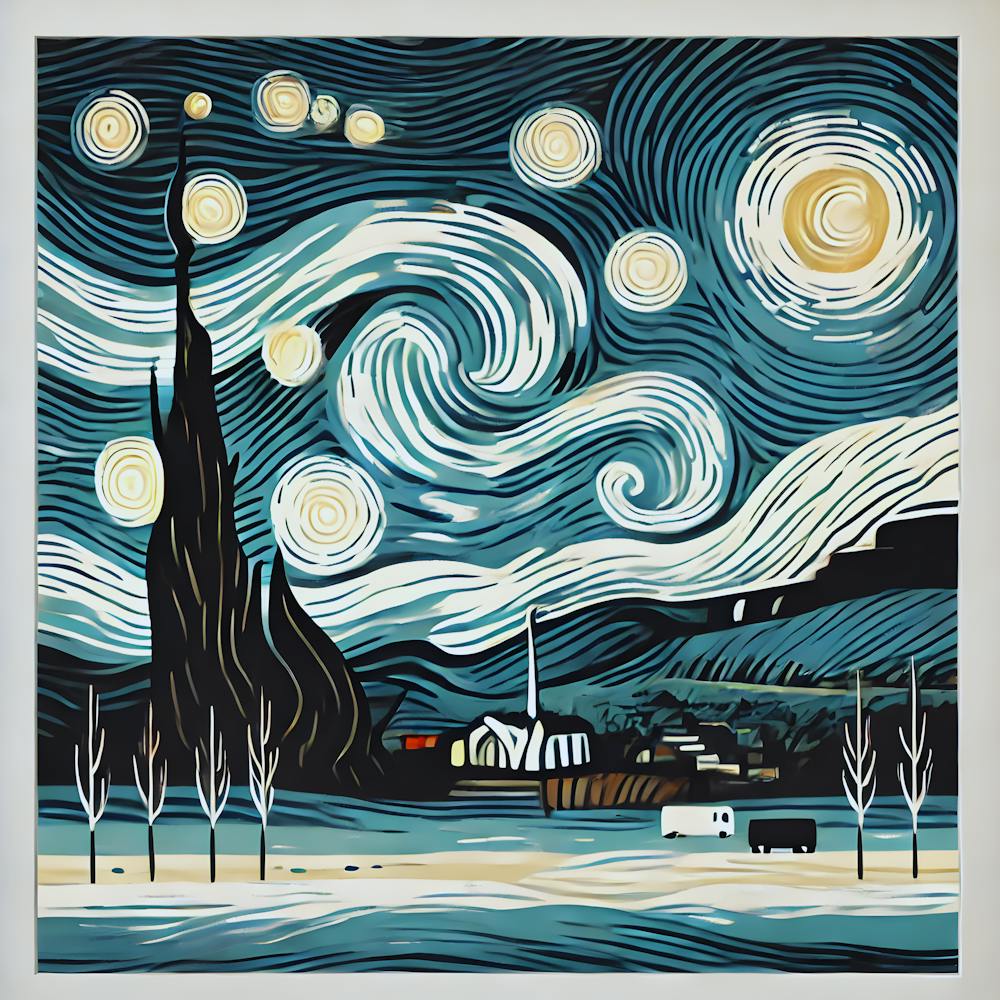 Starry Serenity A Minimalist Van Gogh Inspired Masterpiece