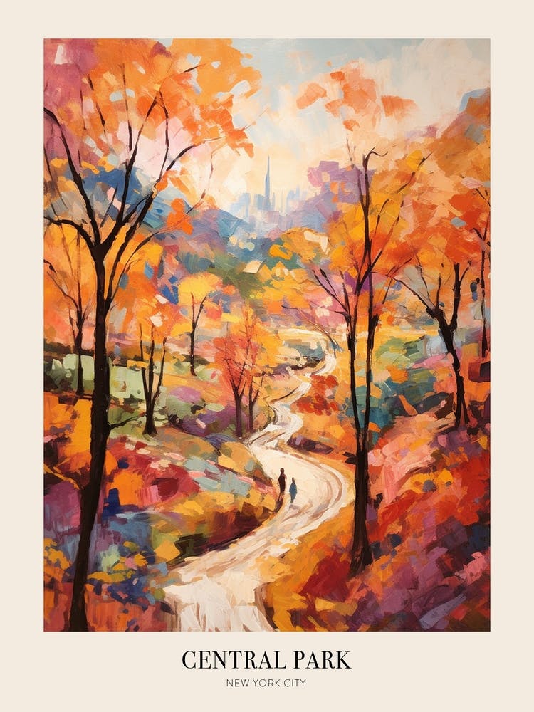 Autumn City Park Painting Central Park New York City 2 Poster