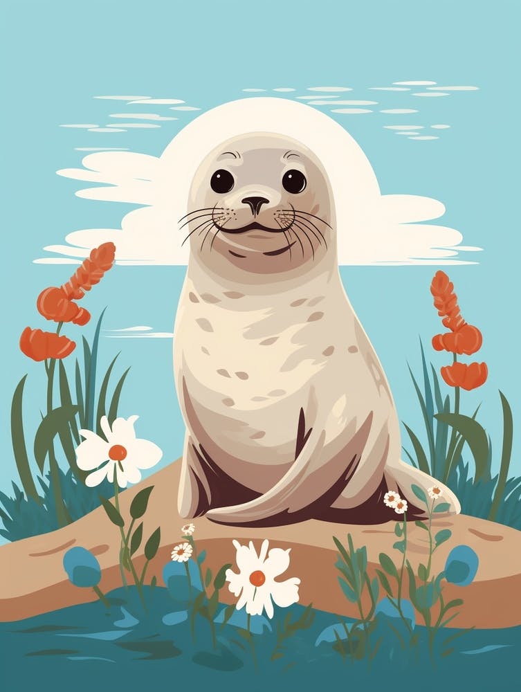 Baby Animal Illustration  Seal 1
