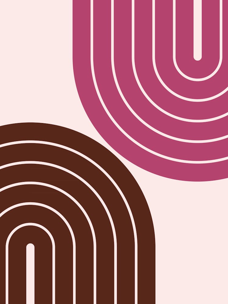 Arc-en-ciel Géométrique Midcentury Modern Ivvii En Rose Framboise Et Chocolat Noir 01