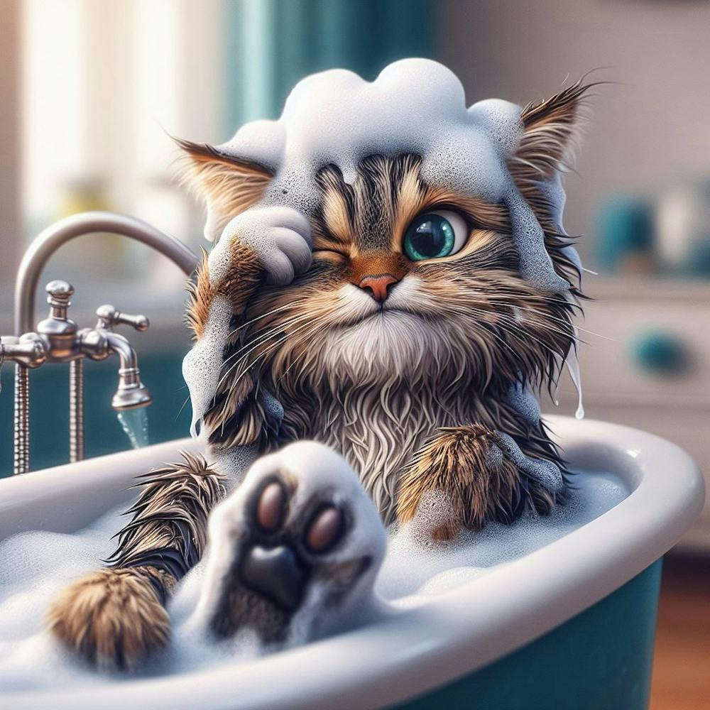 Cat In A Bath