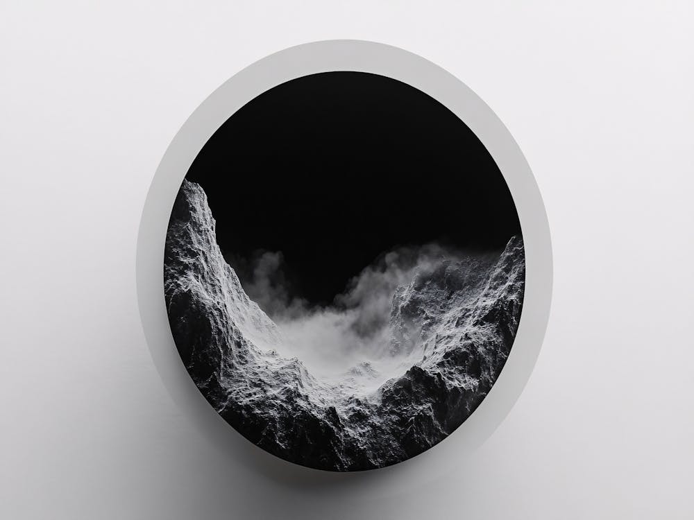 Black And White Image Of A Mountain
