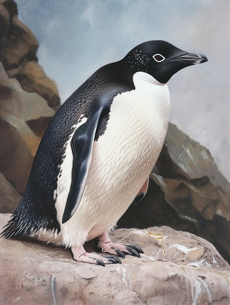 Adlie Penguin Stewart Island Ulva Island Oil Painting 2