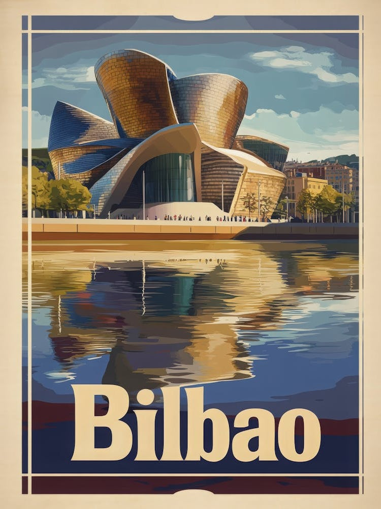 Aihrgdesign A Vintage Travel Poster Of Bilbao