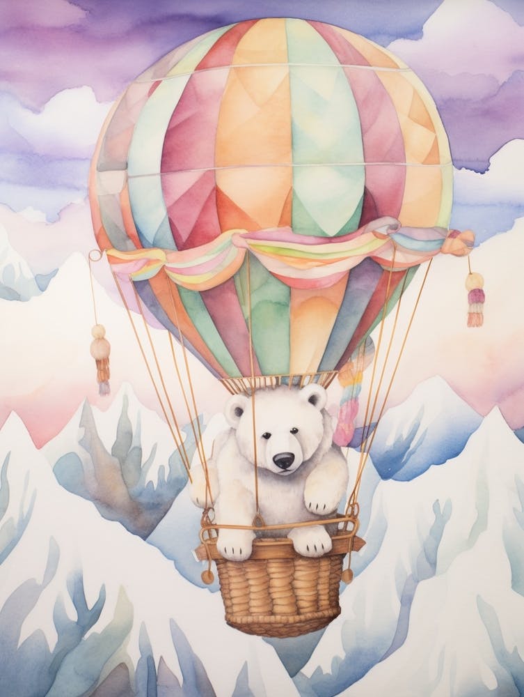 Baby-Eisbär 4 in einem Heißluftballon