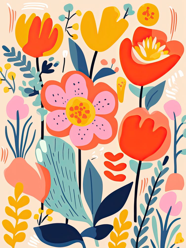 Floral Matisse Dance; Inspired Colorful Blooms In The Flower Market
