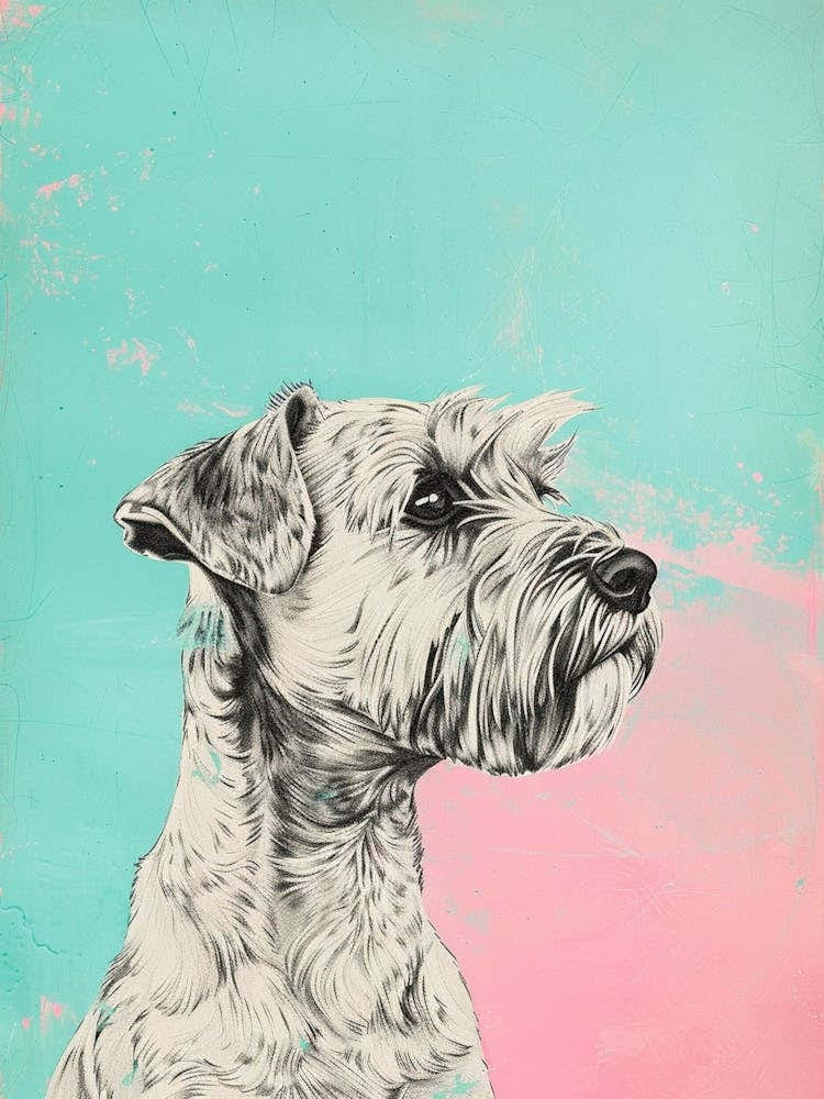 Pastel Sealyham Terrier Dog Line Illustration 1