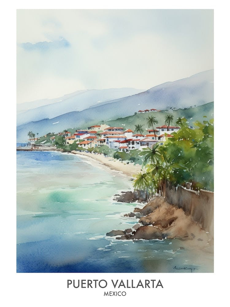 Puerto Vallarta 4 Watercolour Travel Poster