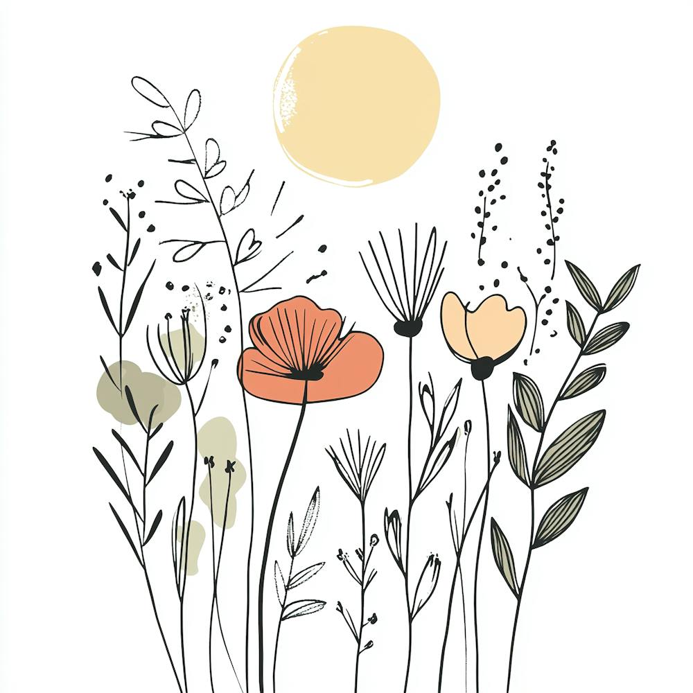 Cute Line Art Wildflowers 3