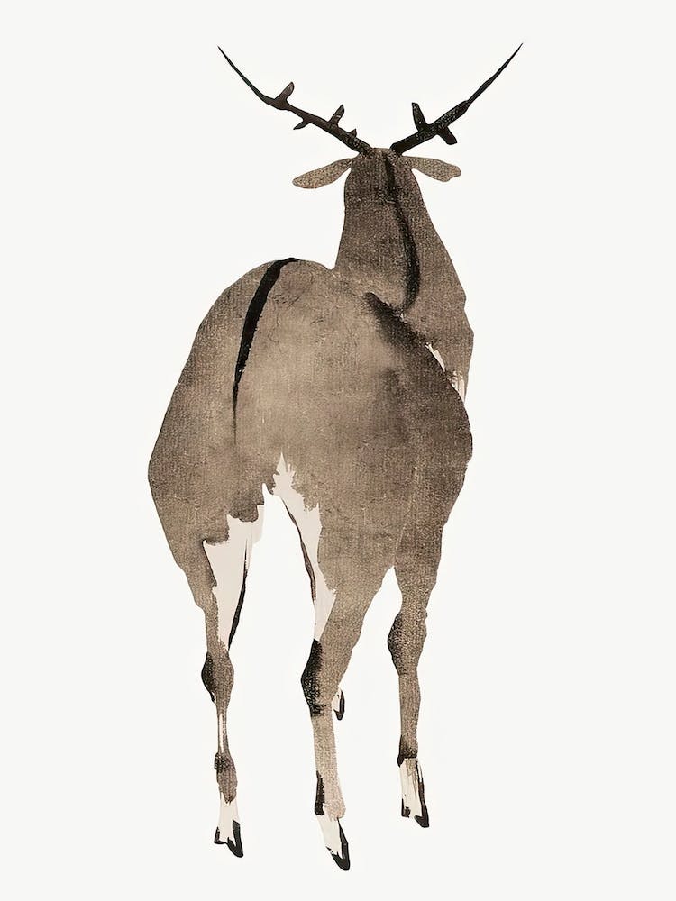 Deer, Vintage Animal Illustration, Katsushika Hokusai