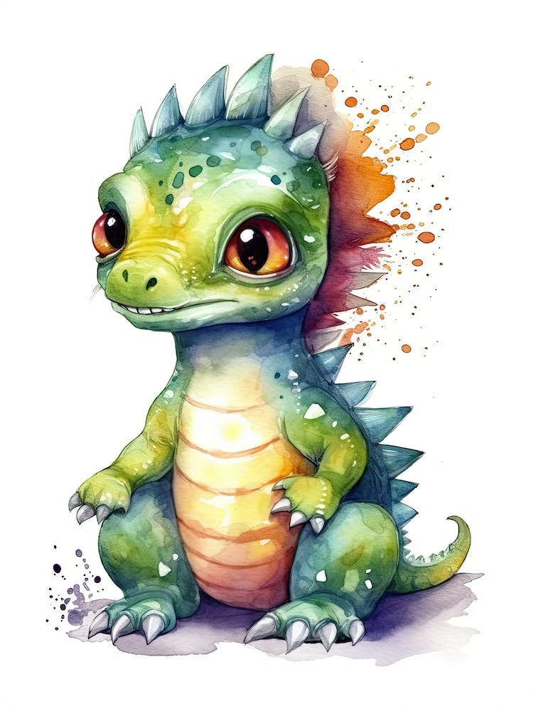 Aucasaurus Niedlicher Dinosaurier Aquarell 3