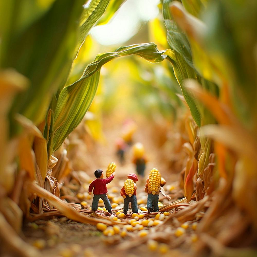 Fantastic Little People On A Corn