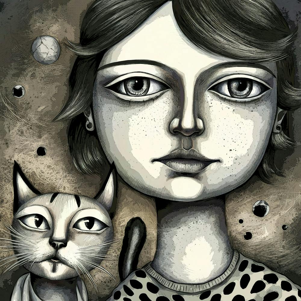 Girl And The Cat