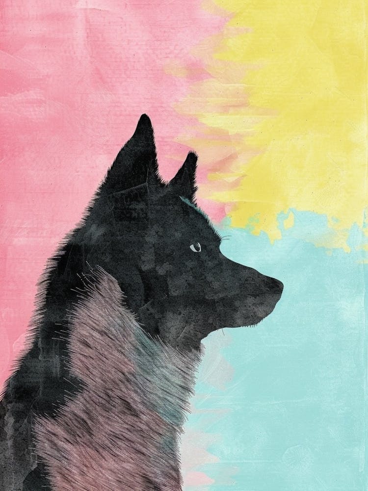 Schipperke Dog Watercolour Illustration