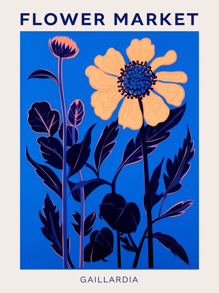 Blue Flower Market Poster Gaillardia 4