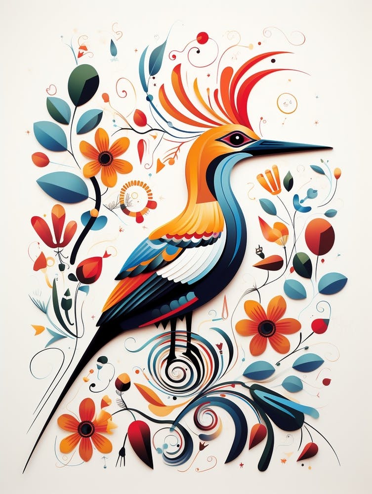 Scandinavian Bird Illustration Hoopoe 2