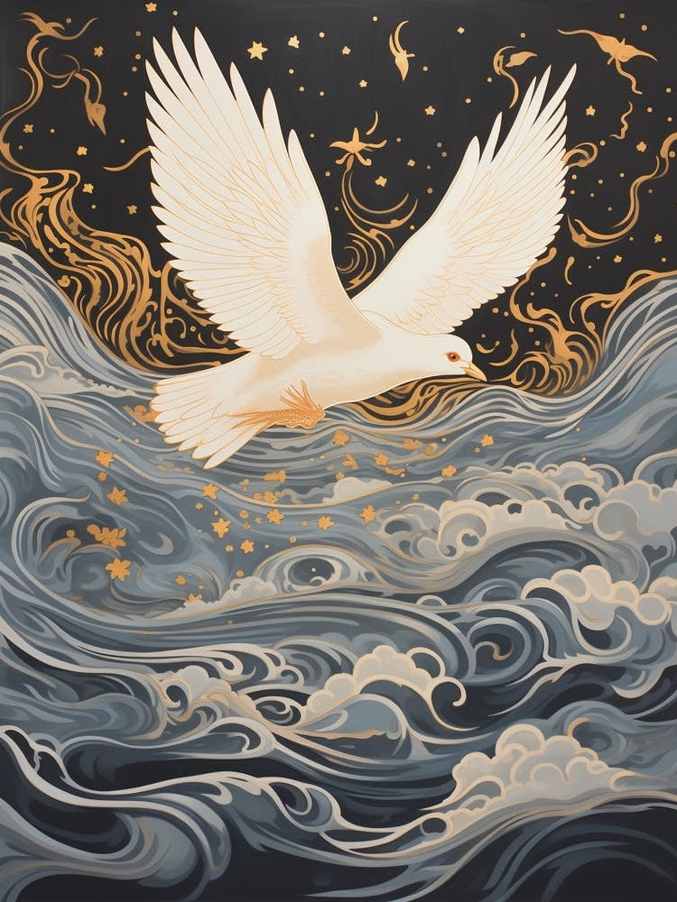Dove 1 Gold Detail Painting