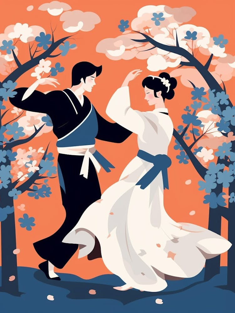 Awa Odori Dance Japanese Traditional Illustration 12