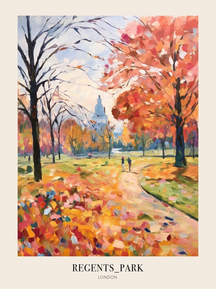 Autumn City Park Painting Regents Park London 4 Poster