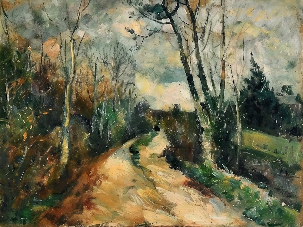 Verdant Valley Painting Inspired By Paul Cezanne