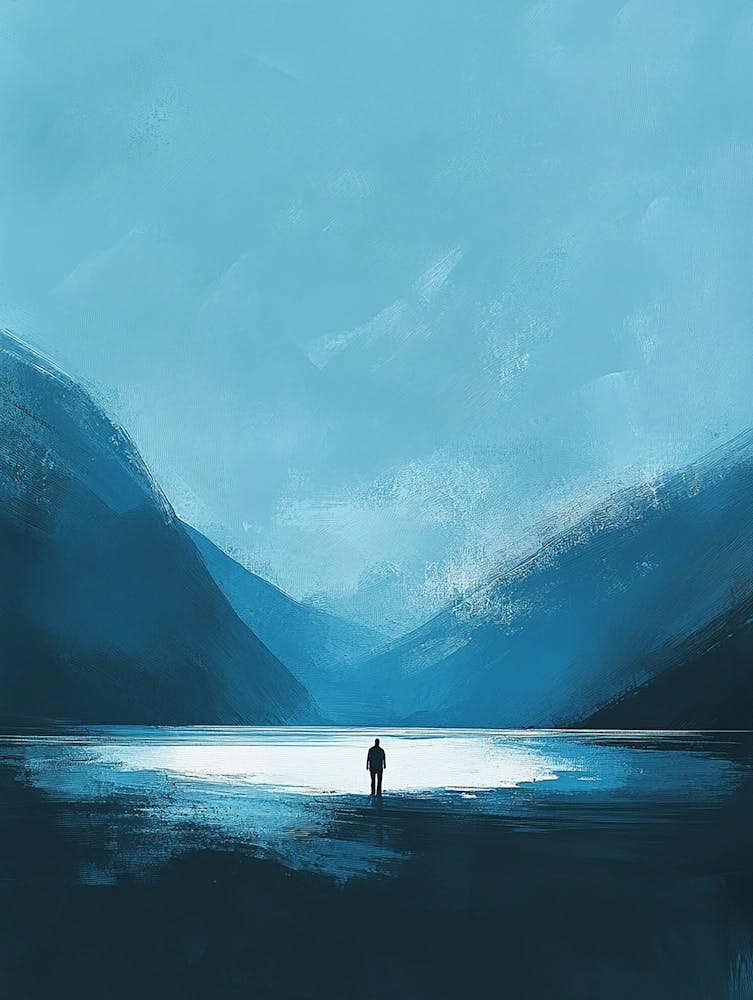 Man Standing By A Lake