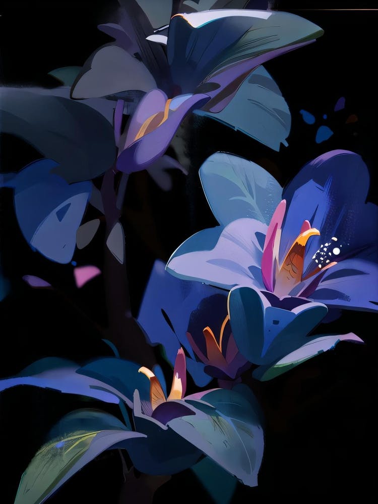 Blue Flowers In The Dark