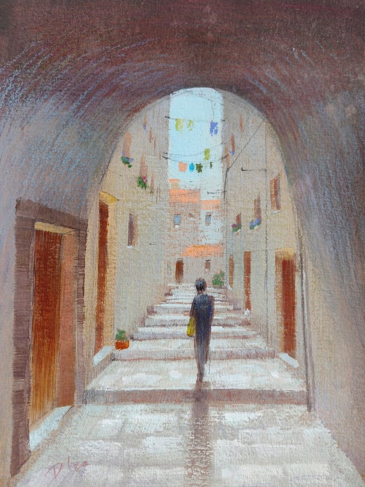 Quiet Walk In Small Streets Of Dubrovnik