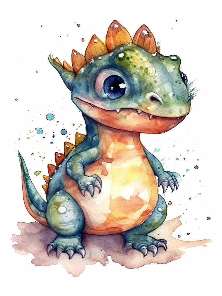 Majungasaurus Cute Dinosaur Watercolour 3