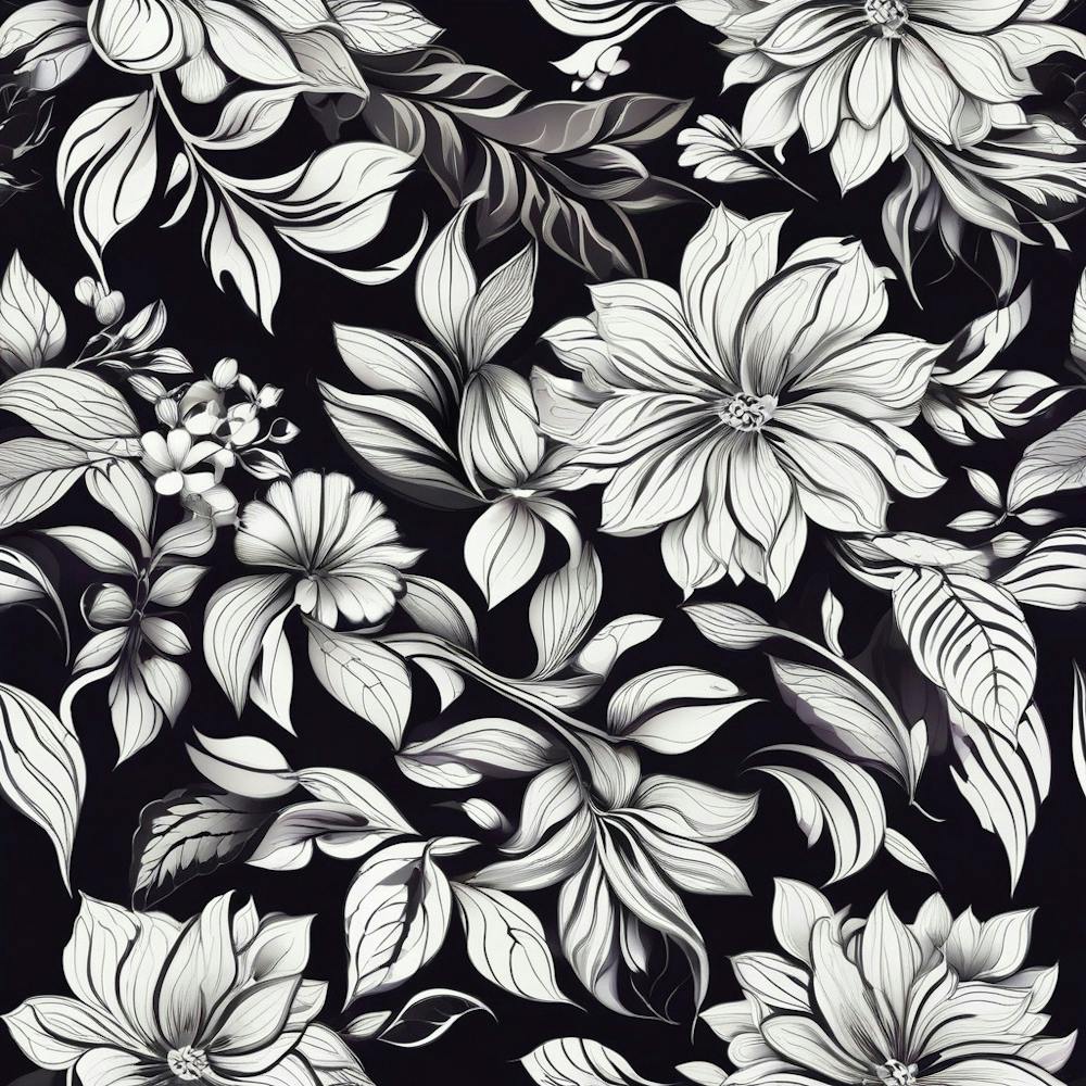 Motif Floral Noir Et Blanc