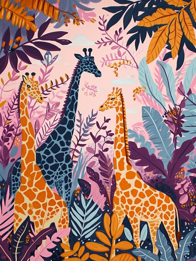 Fun Vibrant Giraffe Illustration 3