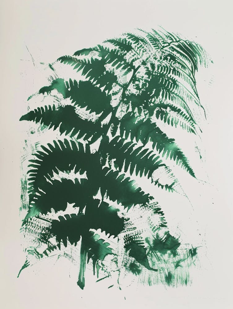 Green Ink Painting Of A Australian Tree Fern 3