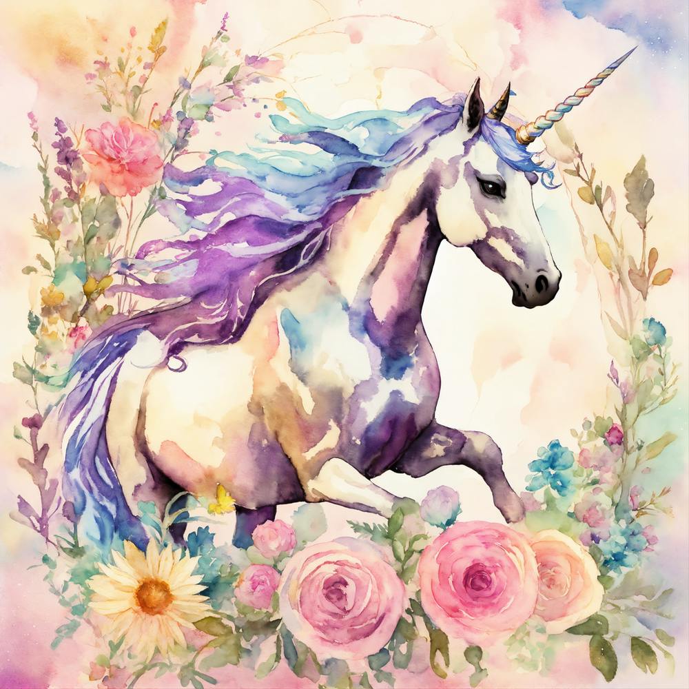 Unicorn with flowers