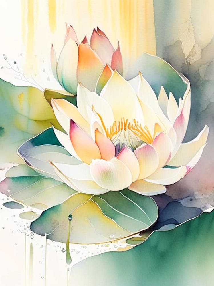 Double Lotus Aquarelle Style Livre de Contes 1