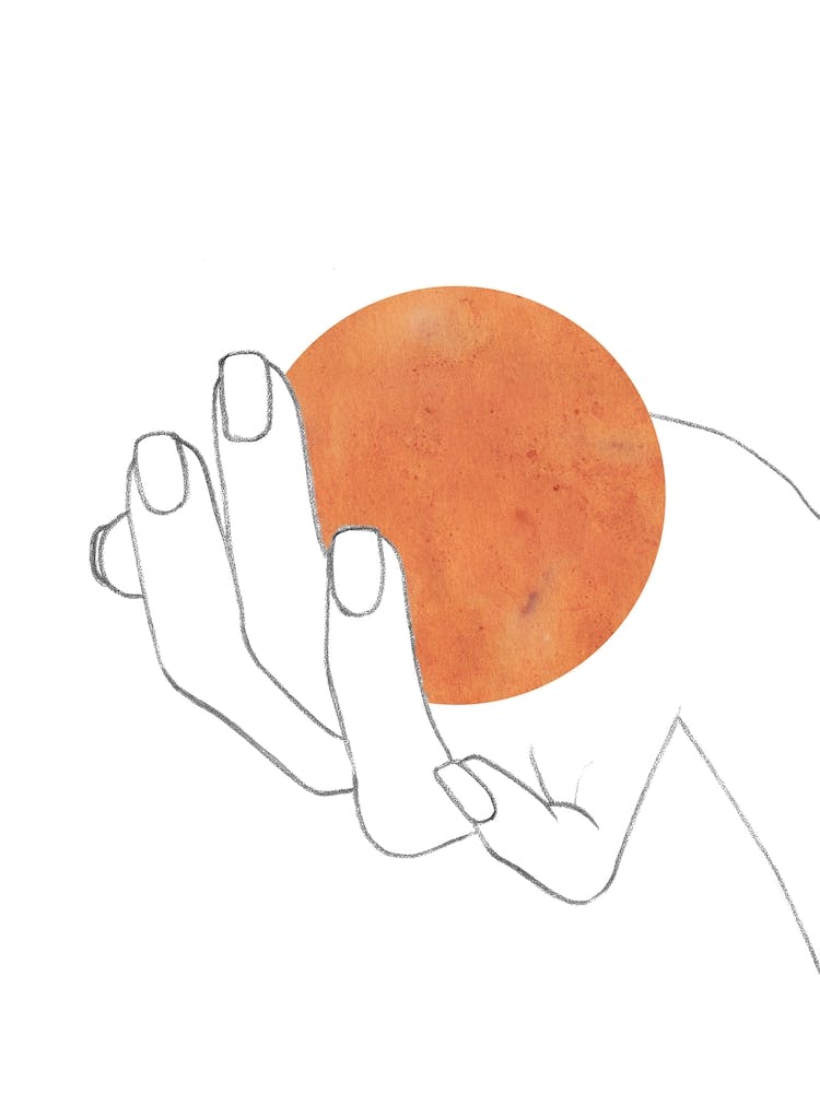 Terracotta sun in the Hand