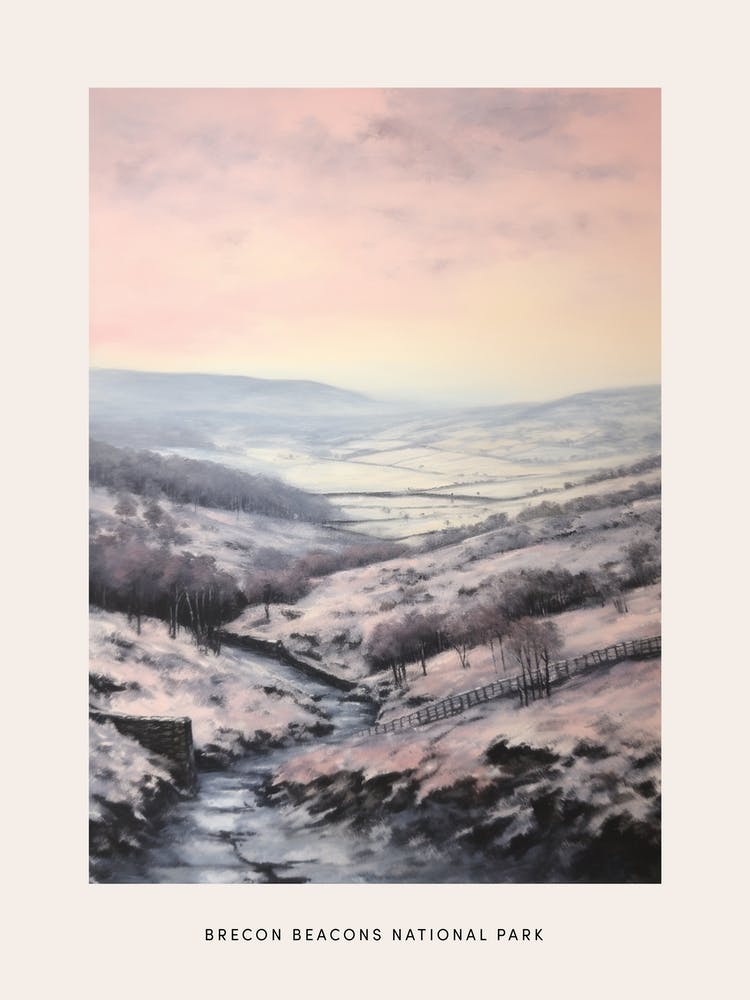 Dreamy Winter National Park Poster  Brecon Beacons National Park Wales 2
