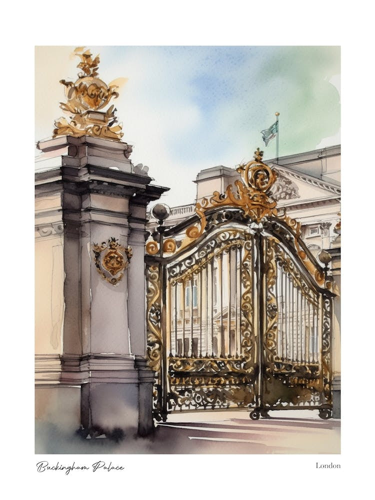 Buckingham Palace, London 2 Watercolour Travel Poster