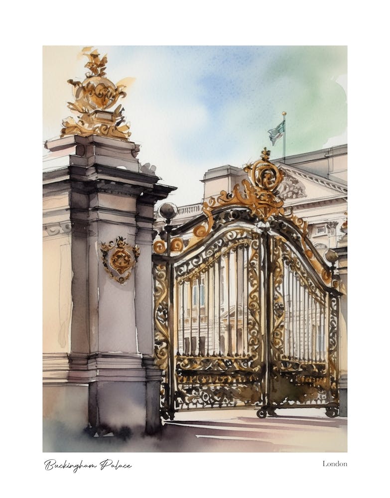 Buckingham Palace, London 2 Watercolour Travel Poster