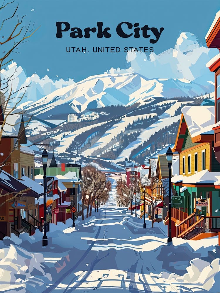 Park City Utah Winter Digital Travel Art