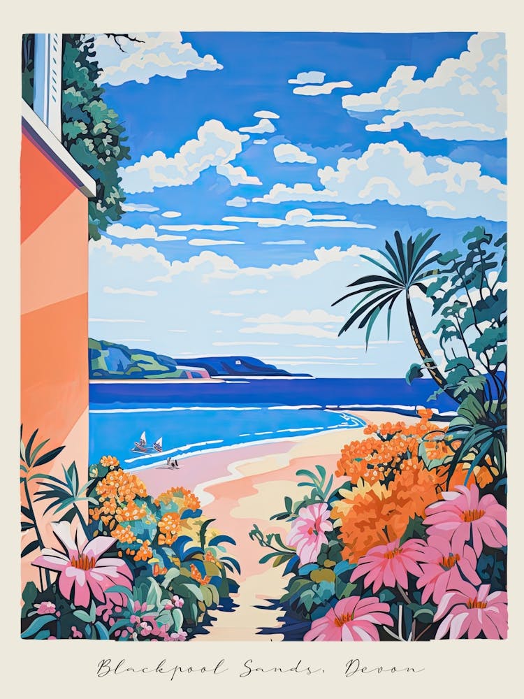 Affiche de Blackpool Sands, Devon, Style Matisse et Rousseau 4